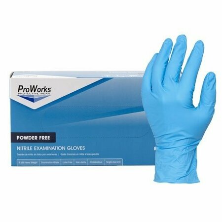 HOSPECO Hospeco ProWorks Blue Nitrile Exam Gloves Large Powder Free 6 Mil, 100PK GL-NB107FL